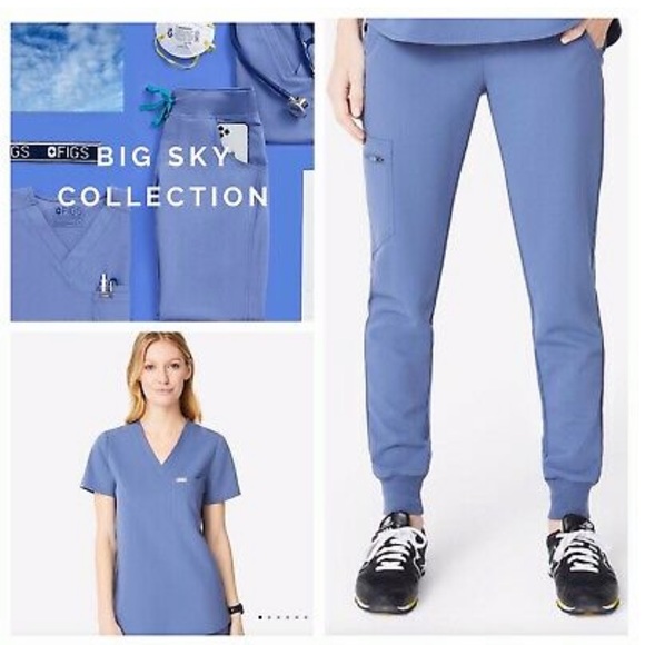 NWT FIGS Casma Three-Pocket Scrub Top Big Sky Blue - Picture 7 of 7